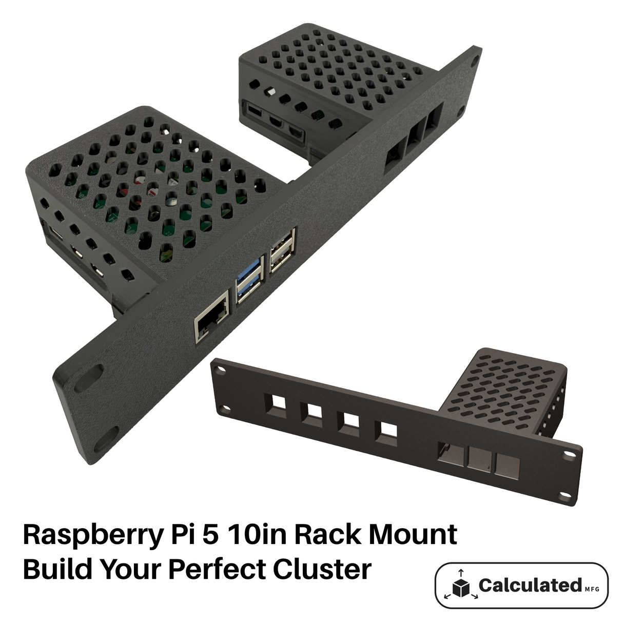Raspberry Pi 5 Rack Mount | 10" 1U | PETG | Keystone Jack | Dual Pi or Single Pi works with M.2 Hat and active cooler