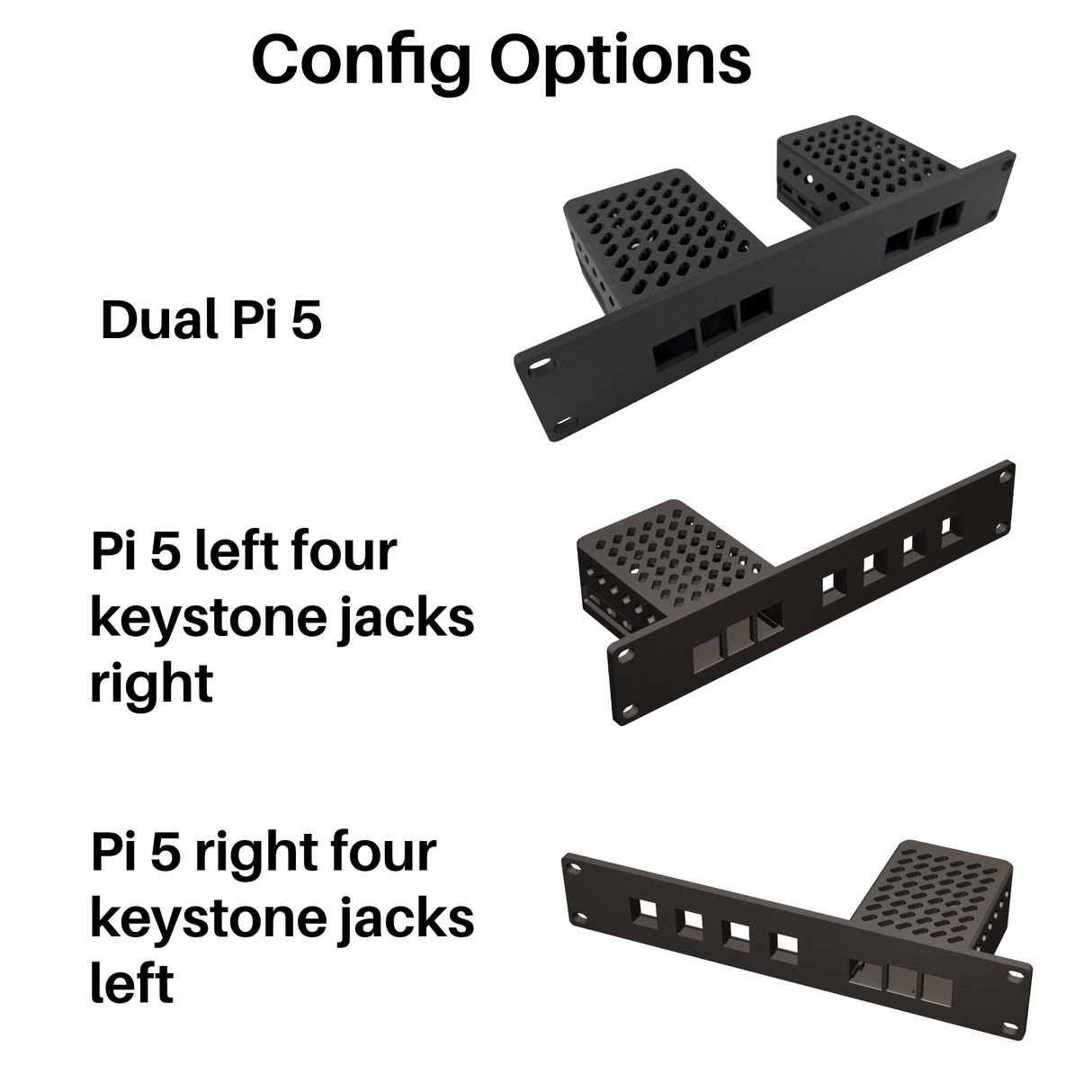 Raspberry Pi 5 Rack Mount | 10" 1U | PETG | Keystone Jack | Dual Pi or Single Pi works with M.2 Hat and active cooler