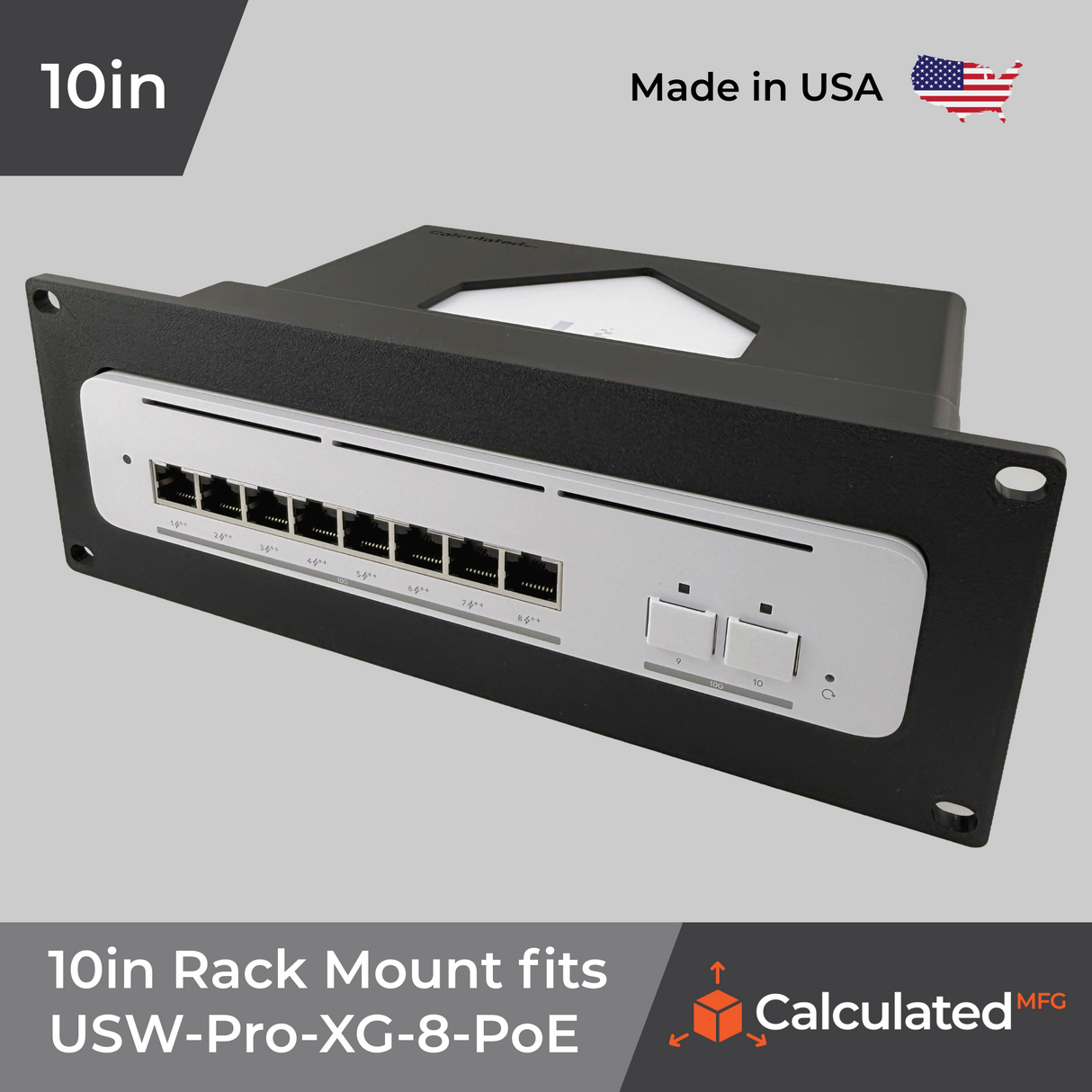 UniFi USW-Pro-XG-8-PoE | 2U Mount | PETG | Fits Standard 10” Racks | Optional 10/32 Hardware