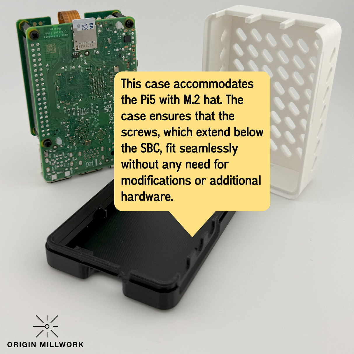 Raspberry Pi 5 Case | Compatible with Official Cooler & M.2 Hat | Raspberry Pi 5 Nvme M.2 ssd case
