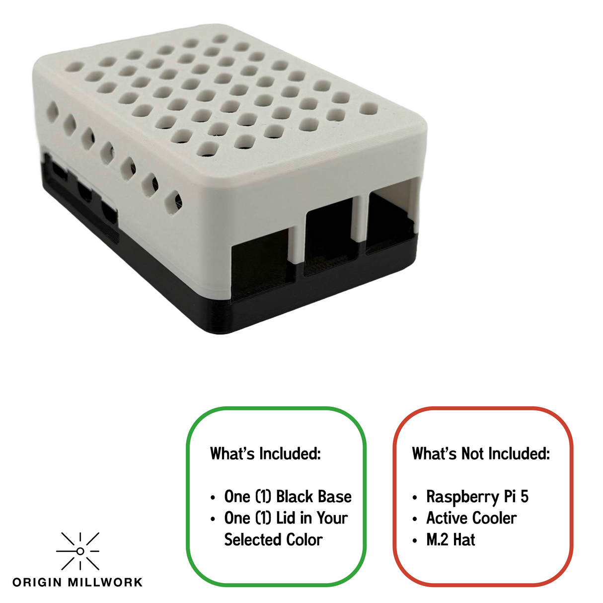 Raspberry Pi 5 Case | Compatible with Official Cooler & M.2 Hat | Raspberry Pi 5 Nvme M.2 ssd case