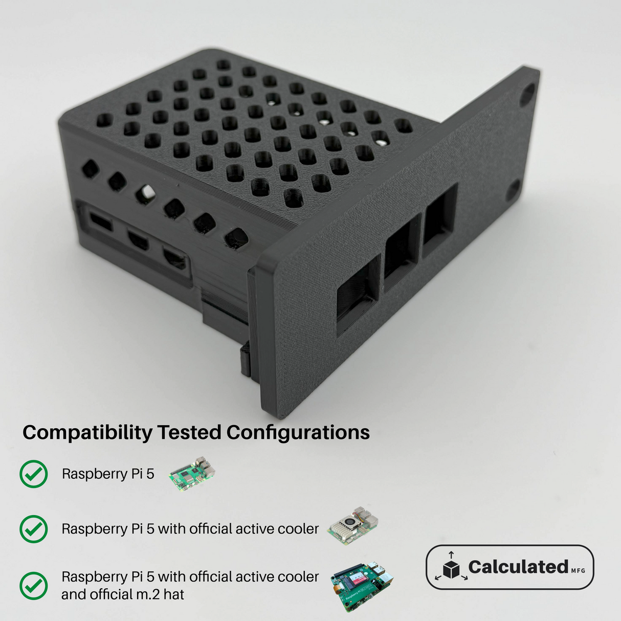 Raspberry Pi 5 Rack Mount Case | Half-Rack 1U Design | Compatible with Official Cooler & M.2 Hat