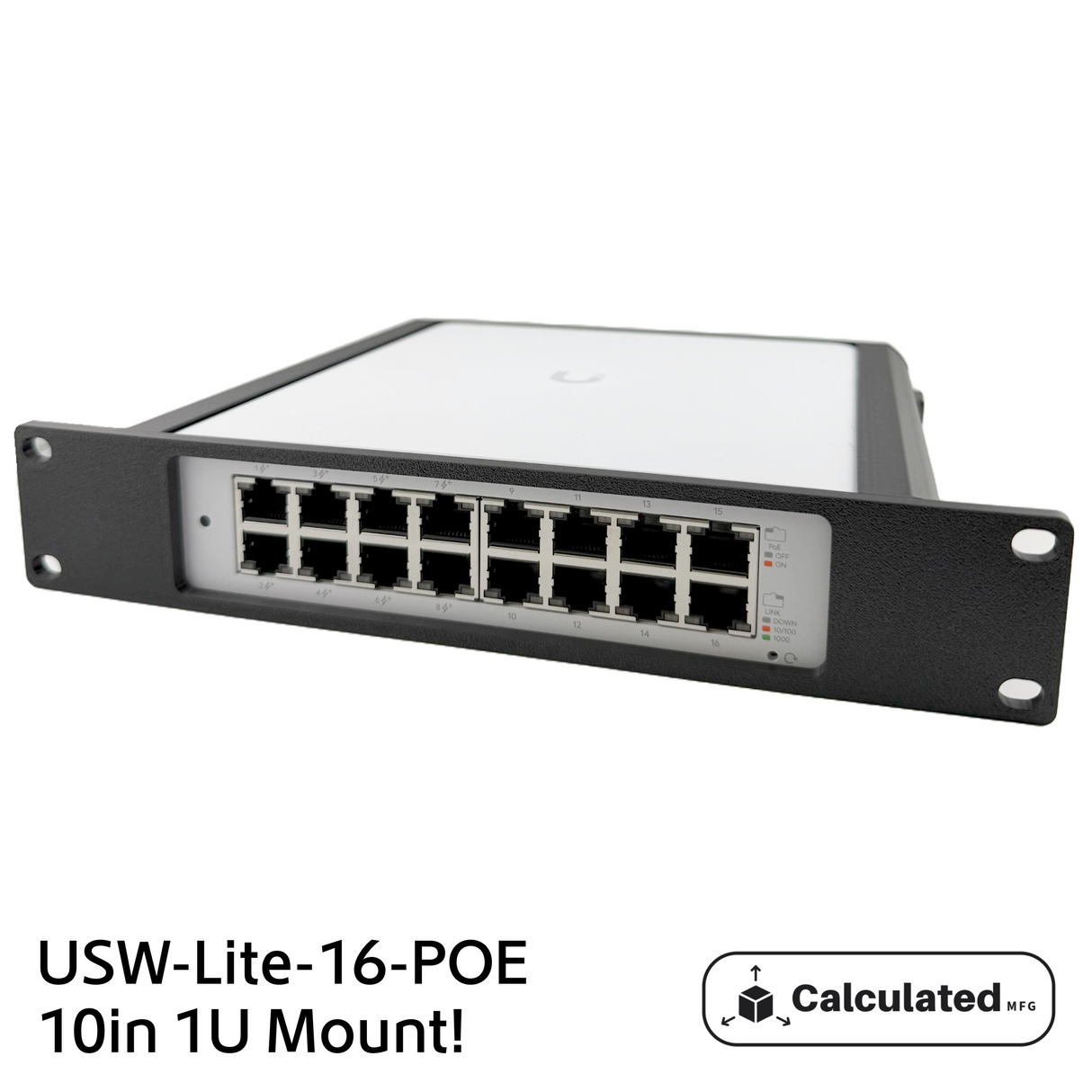 UniFi USW-Lite-16-PoE | PETG Mount w/ Brass Inserts | Fits Standard 10" Server Racks 1U
