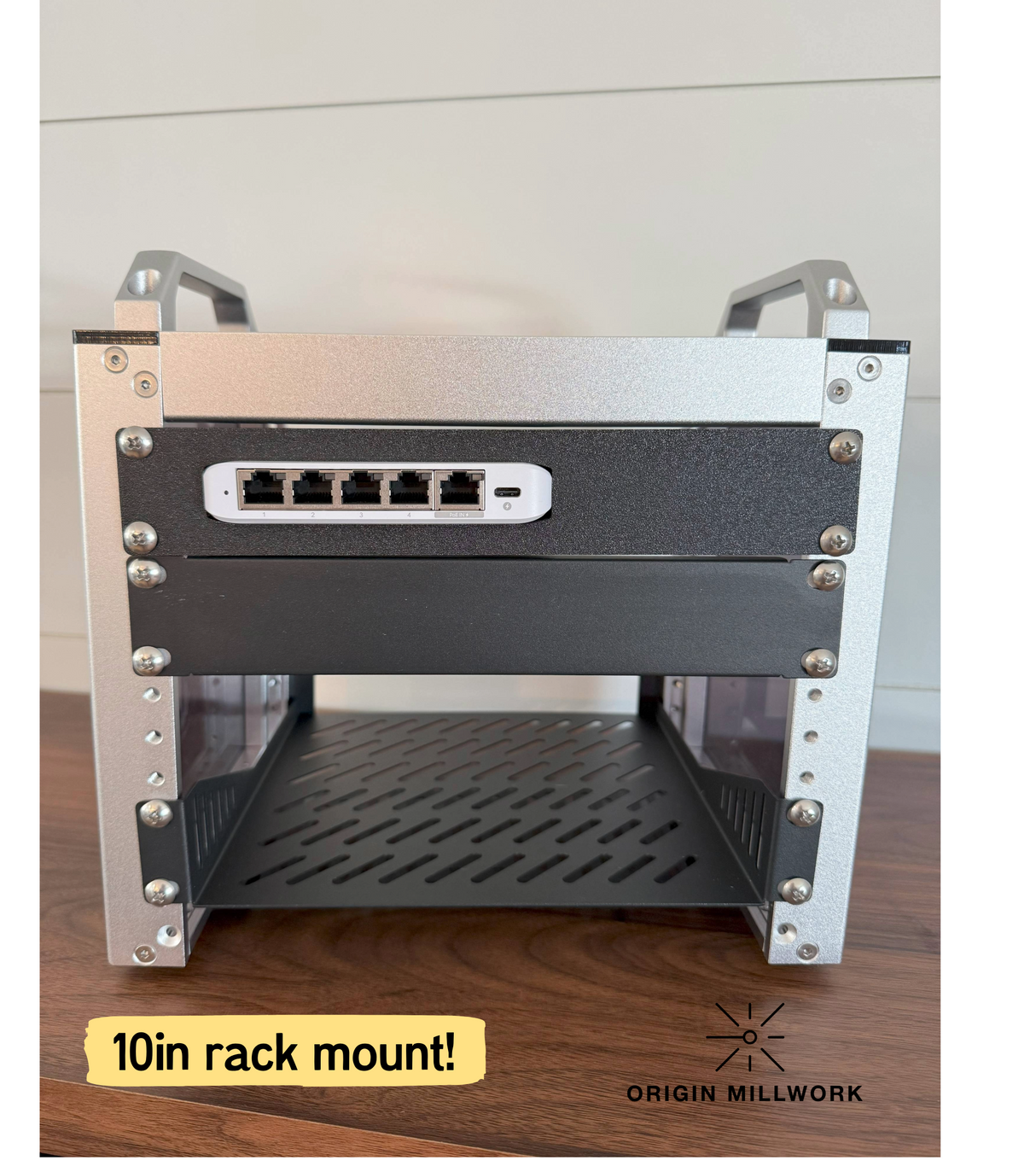 UniFi Flex Mini 2.5G-5 Switch Mount | 10" Rack Mount 1U | Compatible with DeskPi Rackmate, Secure Network Switch Holder