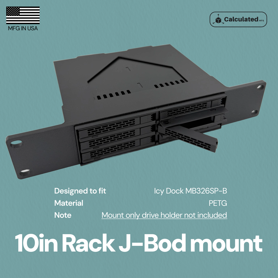 ICY Dock MB326SP-B | 3D Printed JBOD Enclosure Mount | PETG | Optional 10-32 Rack Hardware| Fits 10" Rack Mount