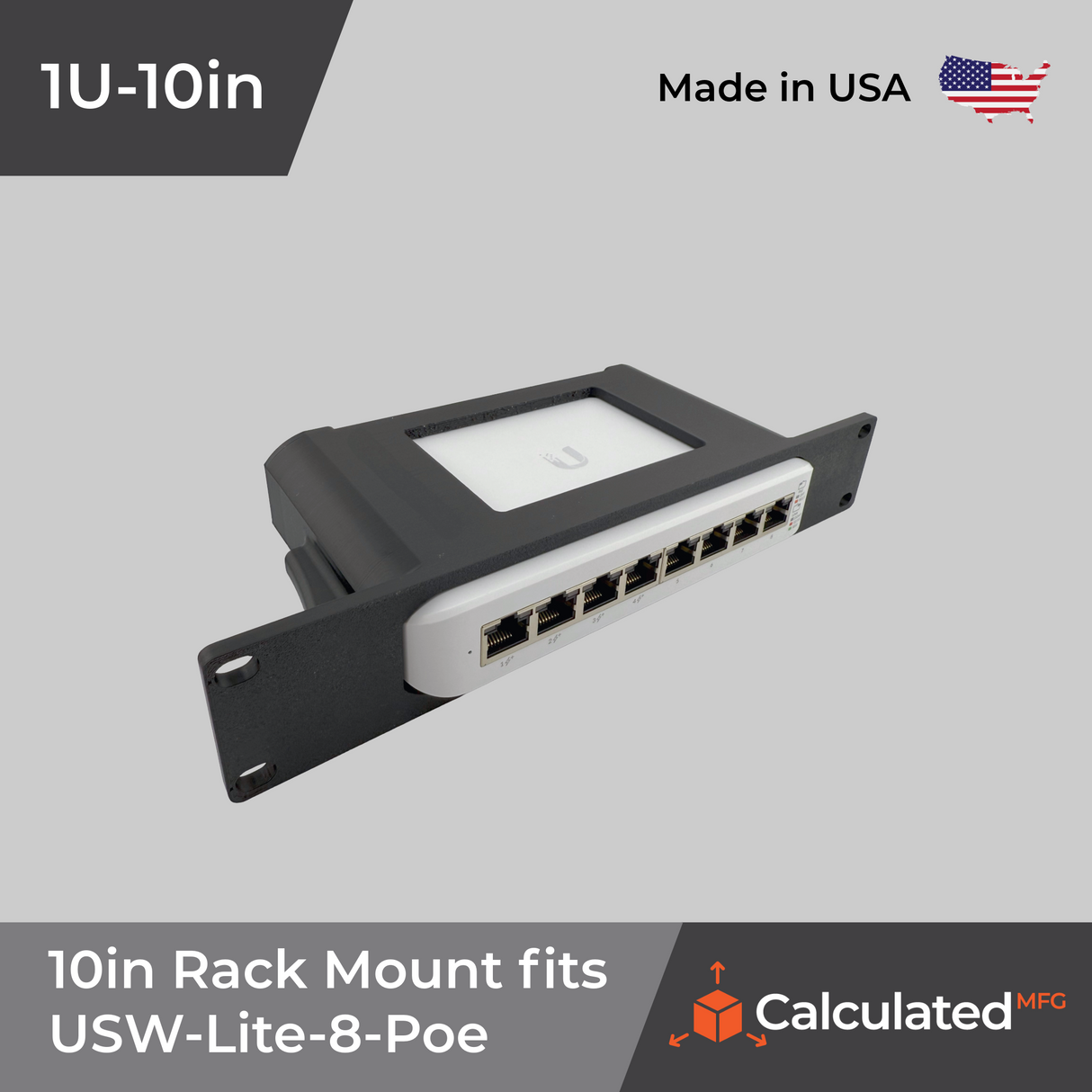 UniFi USW-Lite-8-POE – Secure 1U Network Switch Holder | 10in Server Racks & Deskpi Rackmate