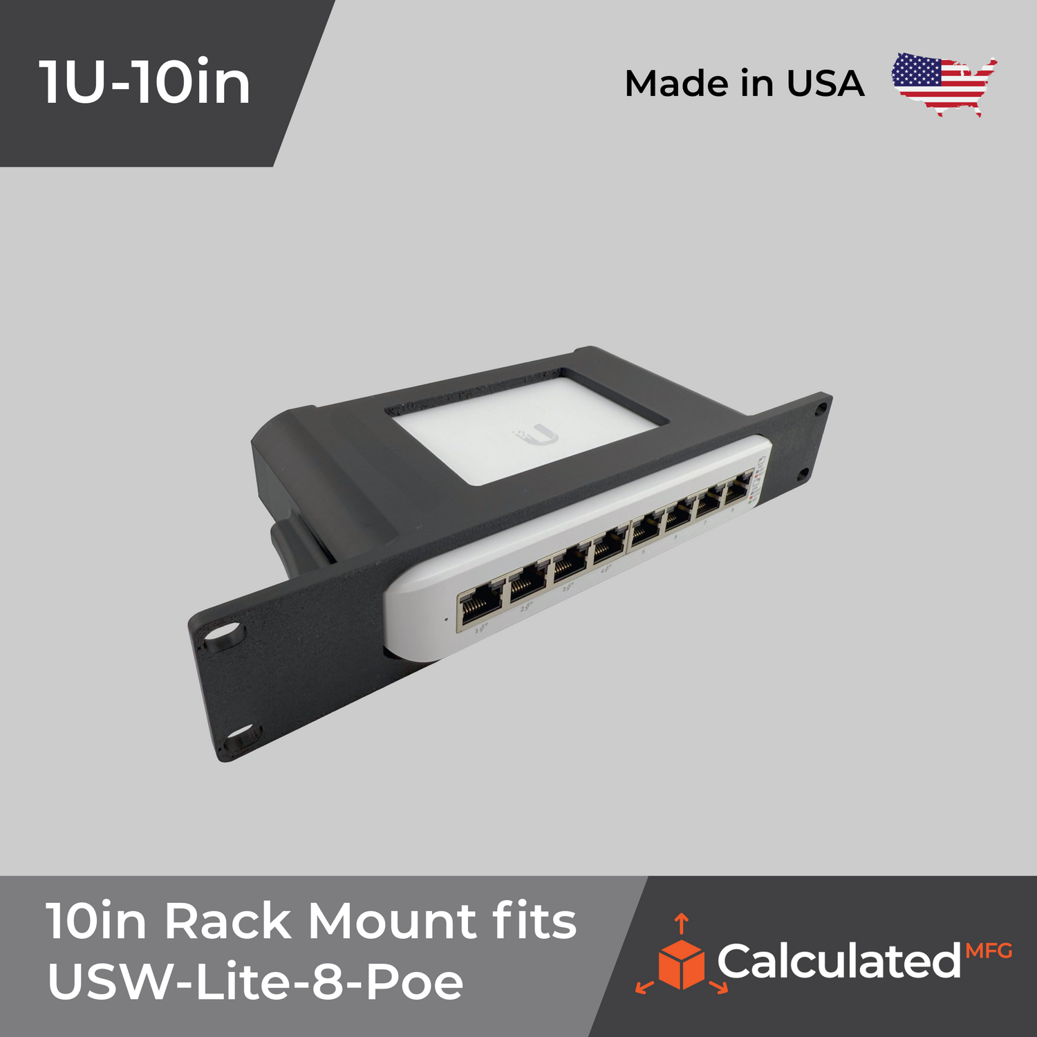 UniFi USW-Lite-8-POE – Secure 1U Network Switch Holder | 10in Server Racks & Deskpi Rackmate