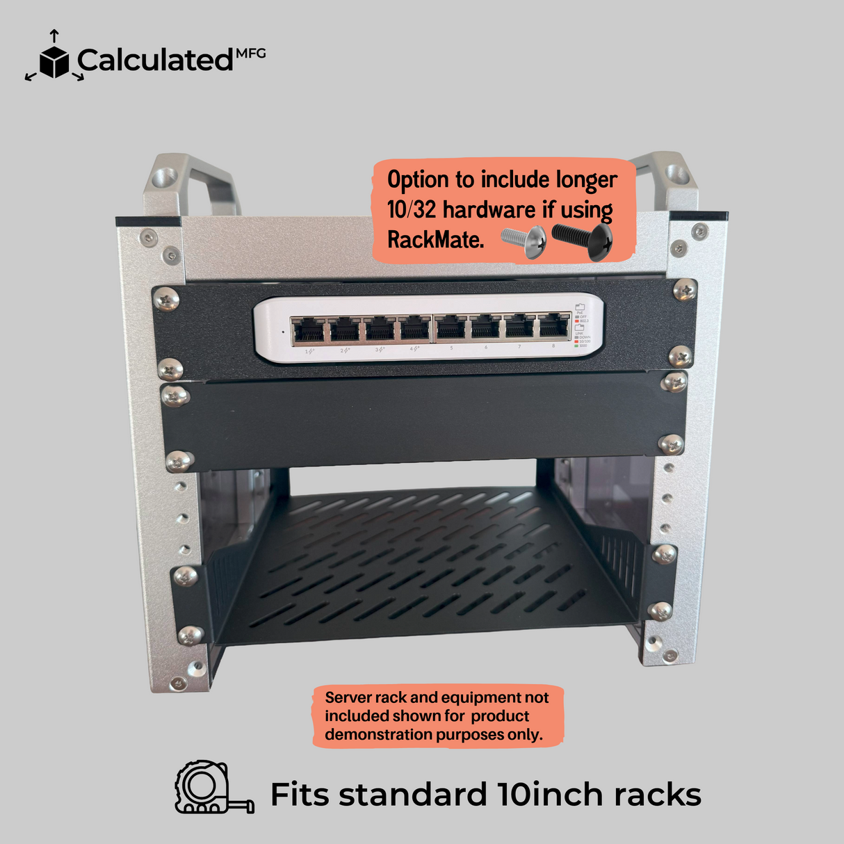 UniFi USW-Lite-8-POE – Secure 1U Network Switch Holder | 10in Server Racks & Deskpi Rackmate