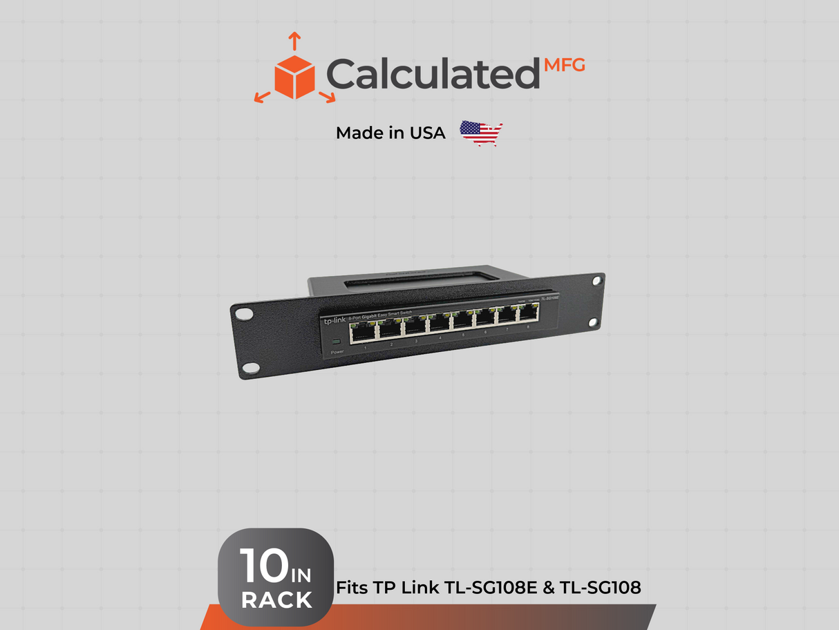 TP-Link Omada ES208G or TL-SG108E or TL-SG108 | Bracket for 8-Port Switch | 1U - 10in Rack Mount