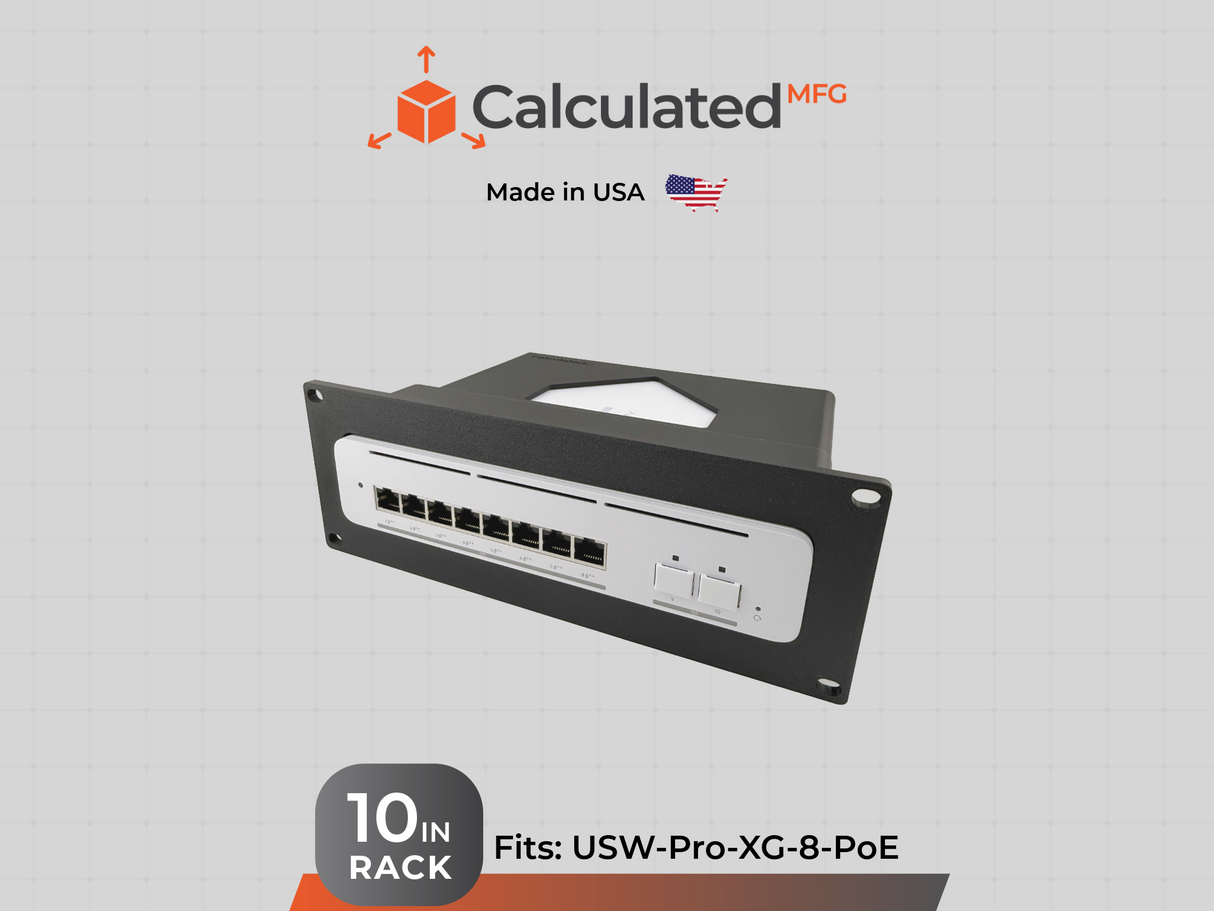 UniFi USW-Pro-XG-8-PoE | 2U Mount | PETG | Fits Standard 10” Racks | Optional 10/32 Hardware