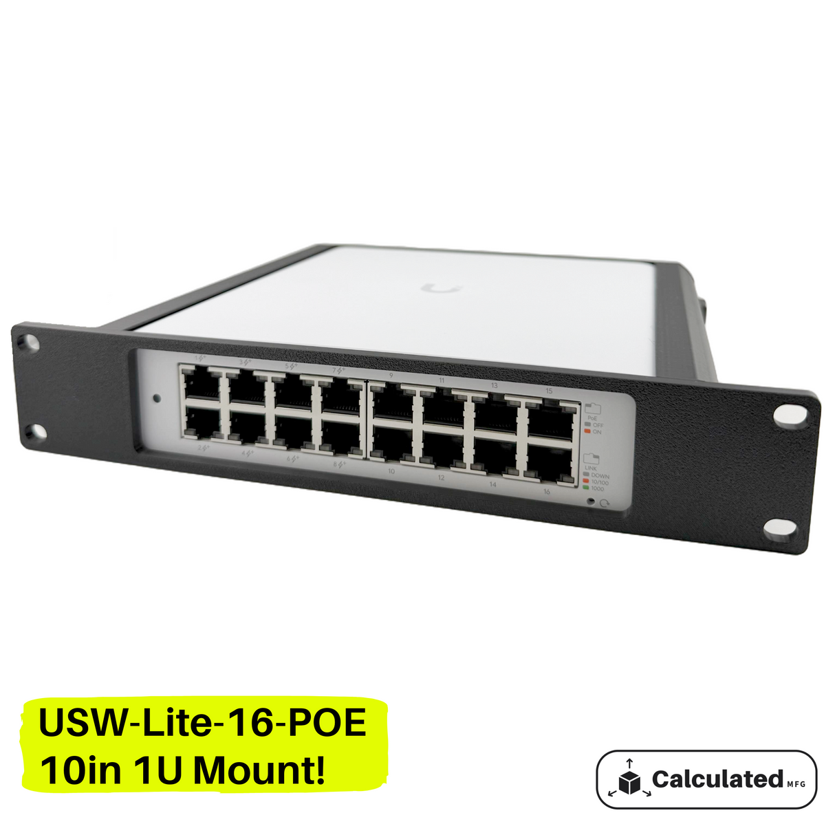 UniFi USW-Lite-16-PoE | PETG Mount w/ Brass Inserts | Fits Standard 10" Server Racks 1U