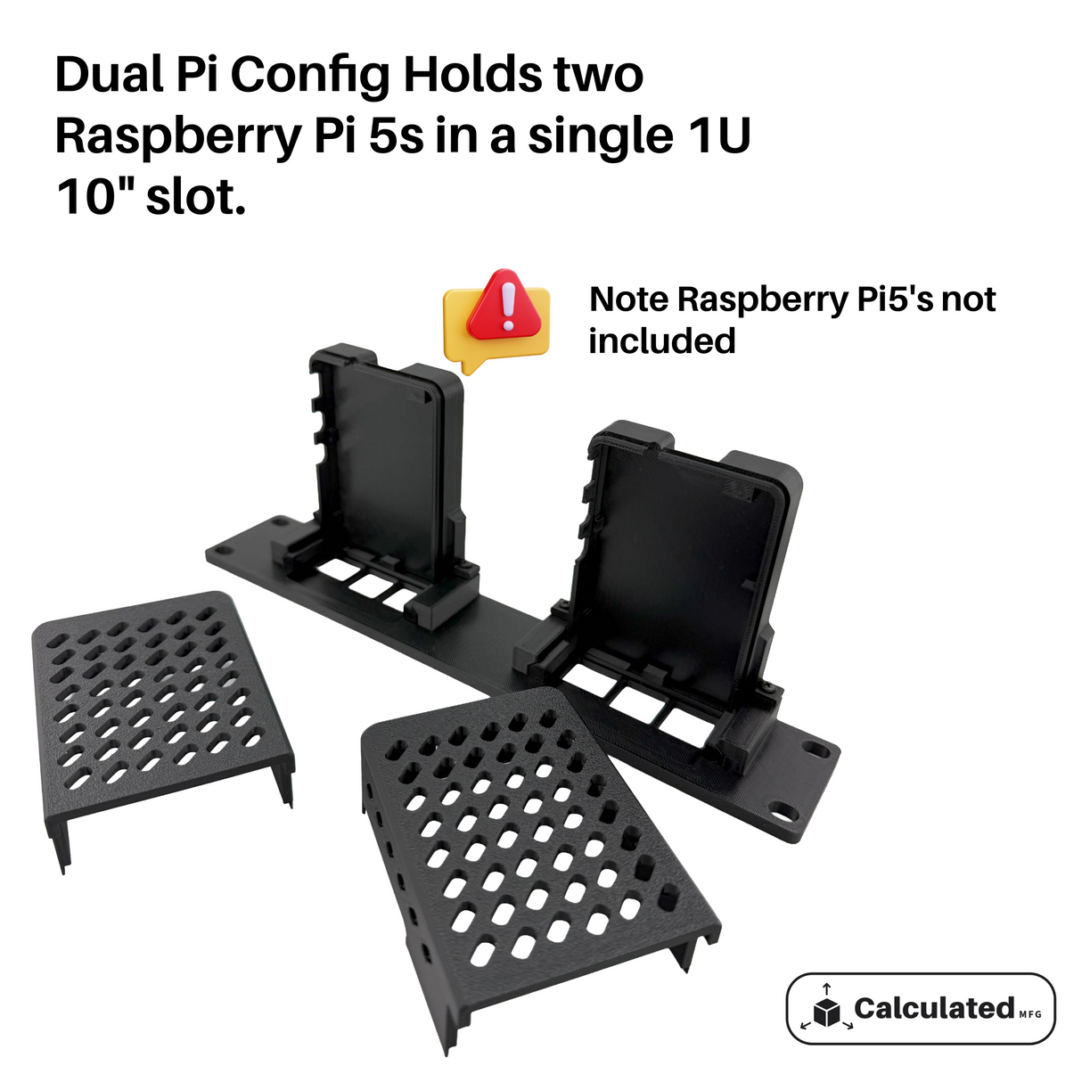 Raspberry Pi 5 Rack Mount | 10" 1U | PETG | Keystone Jack | Dual Pi or Single Pi works with M.2 Hat and active cooler