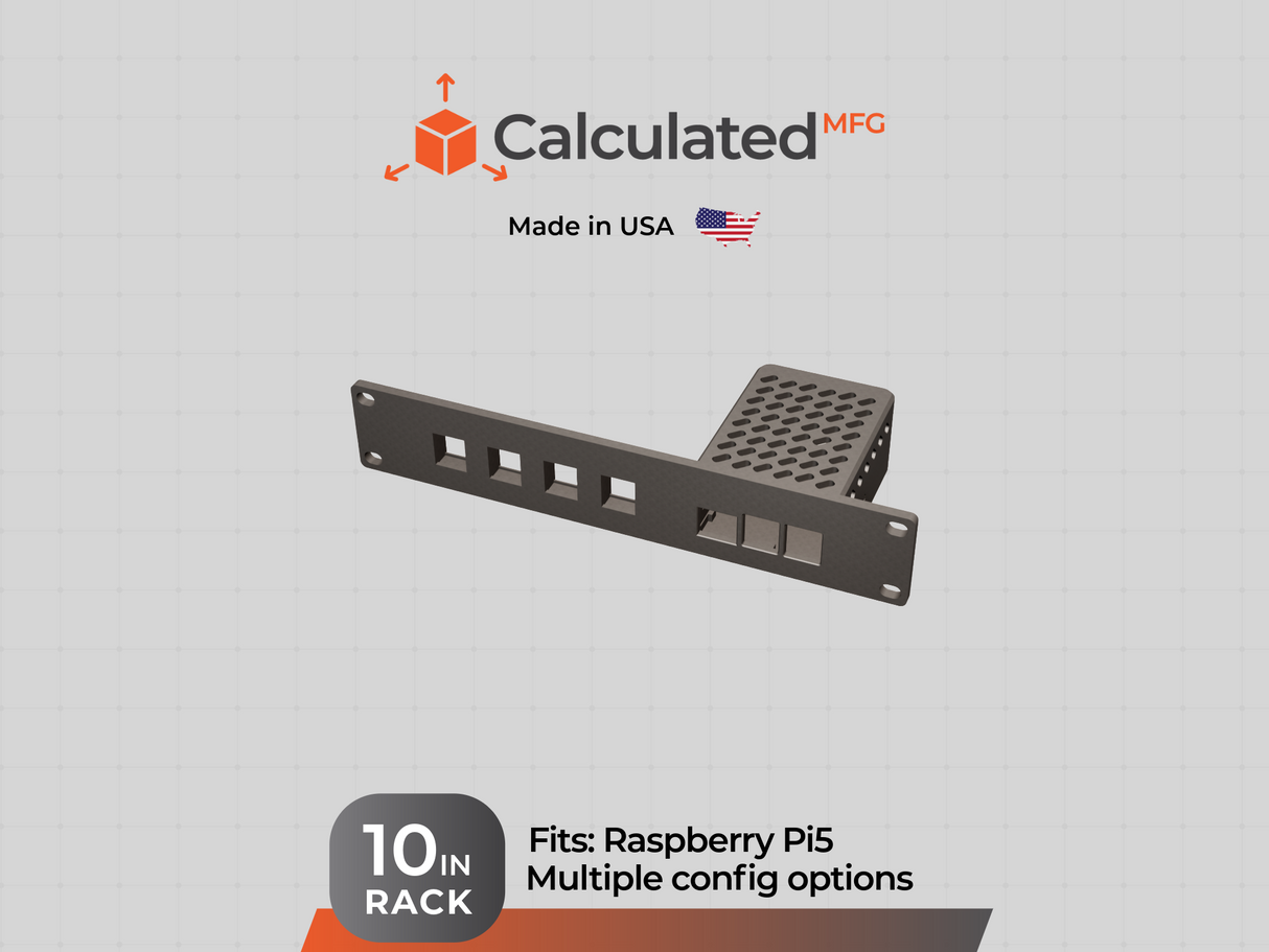 Raspberry Pi 5 Rack Mount | 10" 1U | PETG | Keystone Jack | Dual Pi or Single Pi works with M.2 Hat and active cooler