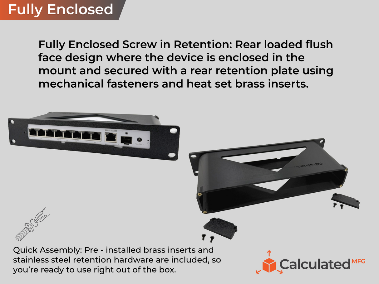 10in 1U Rack Mount fits UniFi USW-Flex-2.5G-8-PoE and USW-Flex-2.5G-8 | 1U Mount for Standard 10" Server Racks