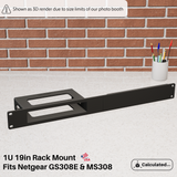 Netgear GS308E or MS308 | 1U - 19in Rack Mount | Bracket for 8-Port Switch