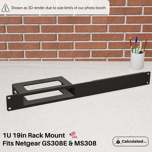 Netgear GS308E or MS308 | 1U - 19in Rack Mount | Bracket for 8-Port Switch