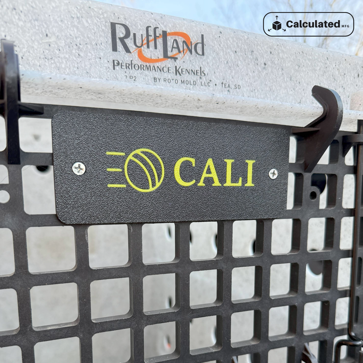 Custom Dog Name Tag for Kennel Crates | Durable PETG Design | Fits Ruffland Kennels | Personalize with Name & Icon