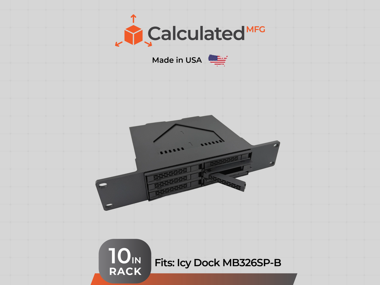ICY Dock MB326SP-B | 3D Printed JBOD Enclosure Mount | PETG | Optional 10-32 Rack Hardware| Fits 10" Rack Mount